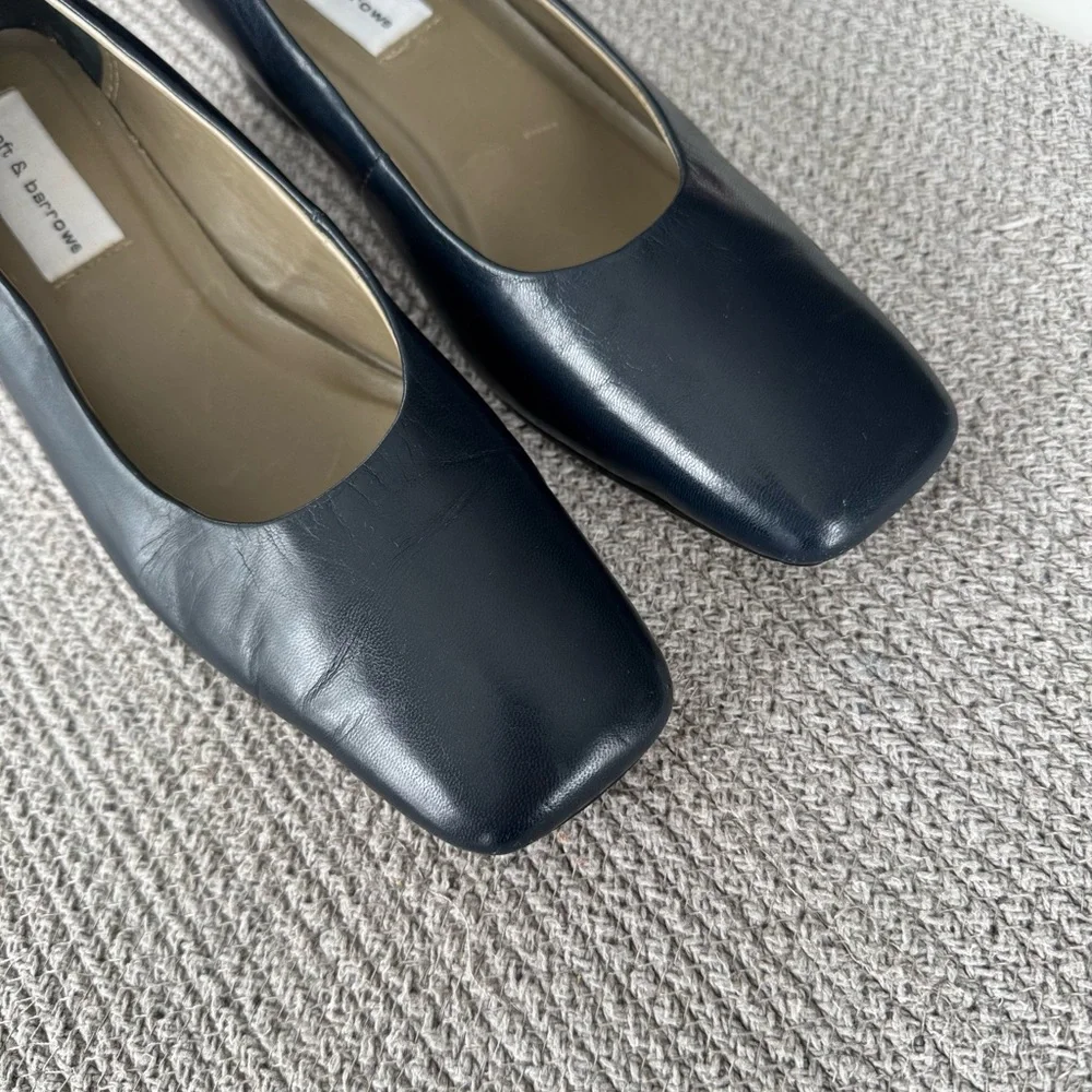 Vintage navy leather square-toe heels - Picture 8 of 12